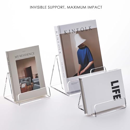 SANRUI 2 Pack Acrylic Book Stand, Open Desktop Display Easel Holder, Clear Display Stands for Cookbook, Magazine, Tablet, Kindle, Artwork by SANRUI - Used condition - Image 8