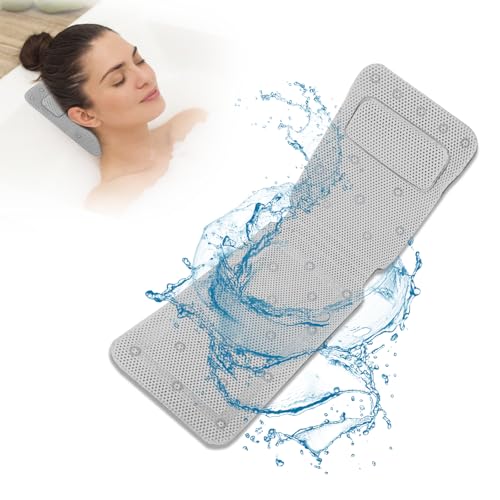 Sonhomay Full Body Bath Pillow for Tub Breathable Bathroom Mat Non-slip Bathtub Cushion with 30 Suction Cups Bathtub Accessories