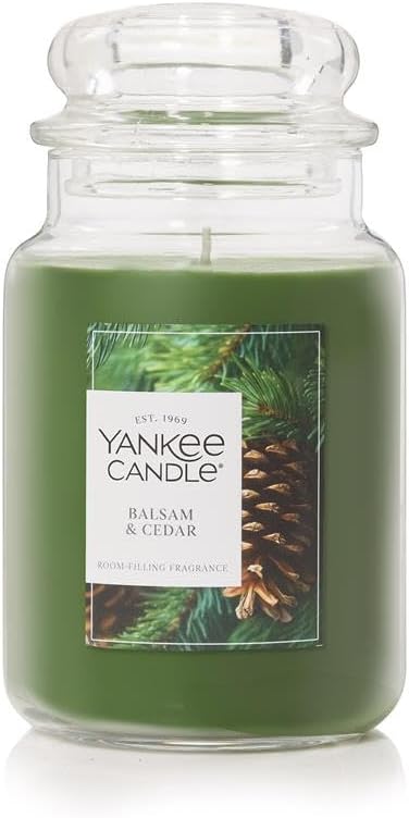 Yankee Candle, Balsam &amp; Cedar Fall Scented Candle, 22oz Large Jar with up to 150 Hour Burn Time