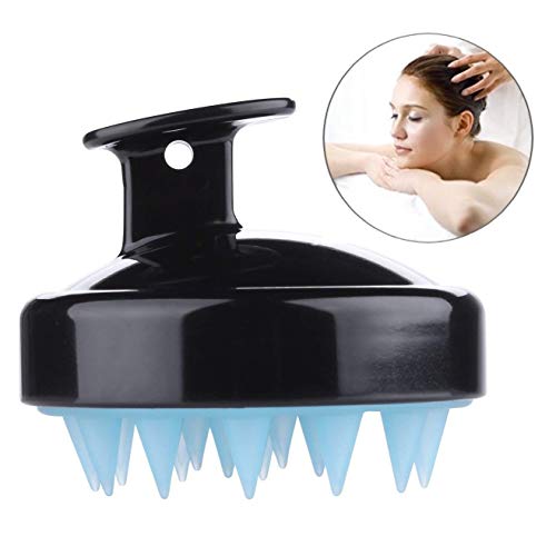 Onwon Hair Scalp Massage Brush, Silicone Hair Shampoo Massager Body Washing Massager Shower Hair Brush Soft Silicone Comb, Great for Scalp Health (Black)