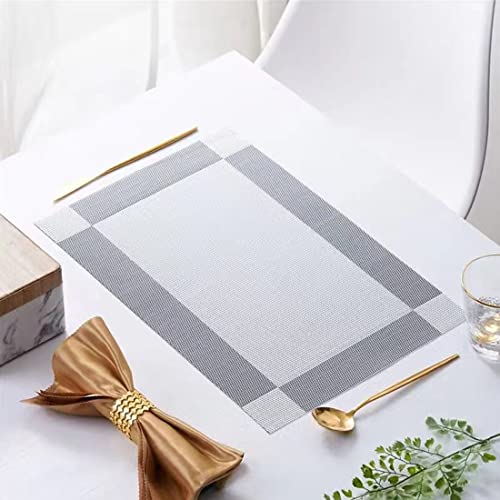 Placemats Set Of 6, Placemats Place Mats For Kitchen Dining Table, Heat-Resistant Anti-Skid Stain Washable Pvc Table Mats, Easy To Cleaning Woven Vinyl Dinner Mats,12 X 18 Inch (Gray)… #TOP1