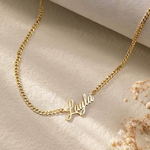 Name Necklace Personalized, 18K Gold Plated Custom Name Necklaces for Women Customized Name Plate Pendant Jewelry Gifts for Women2
