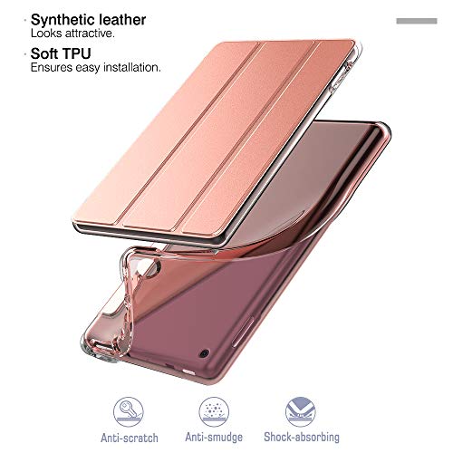 Dadanism All-New Amazon Kindle Fire 7 Tablet Case (9Th Generation, 2019 Release), [Flexible Tpu Translucent Back Shell] Ultra Slim Lightweight Trifold Stand Cover With Auto Sleep/Wake - Rose Gold #TOP3