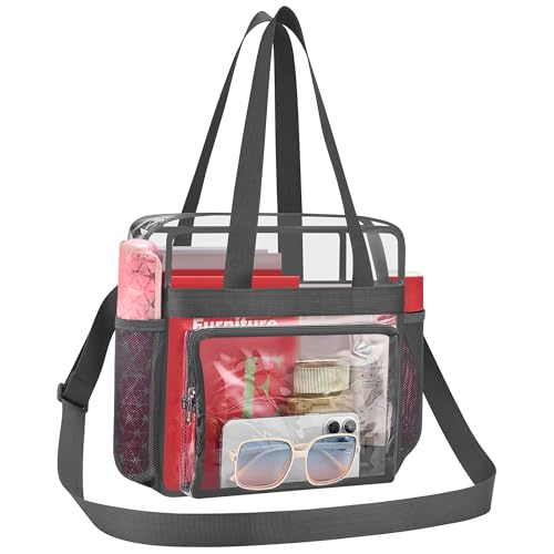 Image of Busiuw Clear Bag for Stadium Events, Stadium Approved 12x12x6 Clear Tote Bag for Sport Fan, Work Concert Travel