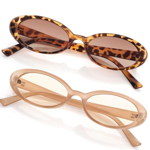 Image of Retro Oval Sunglasses for Women Men 90s Style Vintage Small Sun Glasses UV400 Protection Shades