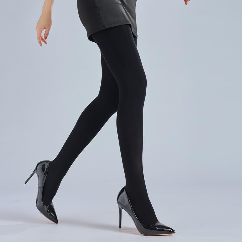 Image of Verdancy Ultra Stretchable Plus Size for 265lbs Opaque Solid Color Women's Stockings 50D Tights High Waist Footed Pantyhose