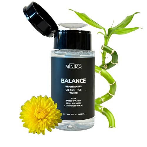 Minimo Balance Skin Brightening + Oil Control Daily Facial Toner - Hydrate & Detox Skin & Even Skin Tone - with Witch Hazel & Bamboo Water - Alcohol Free 4 oz
