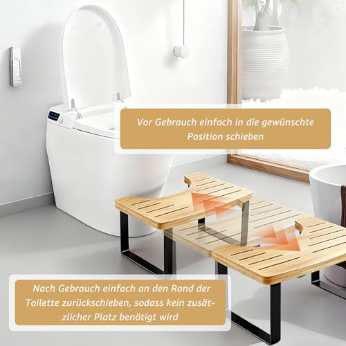 Turmegtt Toilettenhocker, Holzfarbe Toilettenhocker Erwachsene für Bequeme Ausscheidung, Squatty Potty Kackhocker Toiletten Hocker mit Rutschfester Tritt, 39.97*19.98*17.01cm Einheitsgröße WC Hocker