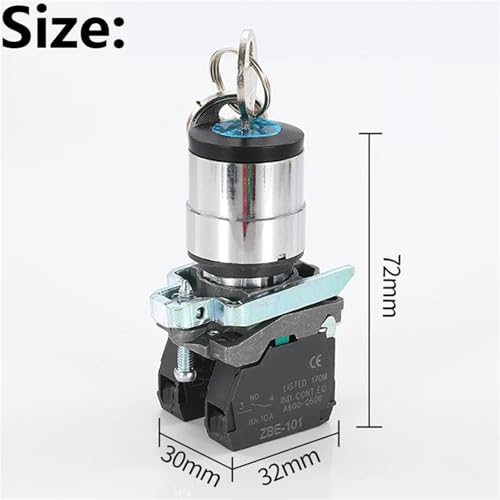Interruptor selector XB4-BG33 con llave de 2 posiciones y contacto 1NO de 22mm 3