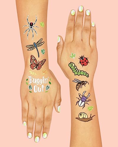 Xo, Fetti Bug Temporary Tattoos - 48 Glitter Styles | Buggin' Out Insect Birthday Party Supplies, Bees, Spiders, Beetles, Butterflies, Arts And Crafts #TOP3