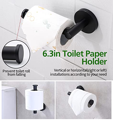 20pcs Bathroom Hardware Set, Matte Black Bathroom Hardware Set, Including 16" Hand Towel Bars, Toilet Paper Holders, Towel Rings, Robe Towel Hooks by RUBY.Q - Image 4
