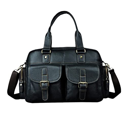 Mallette en cuir Crazy Horse noir pour ordinateur portable élégante