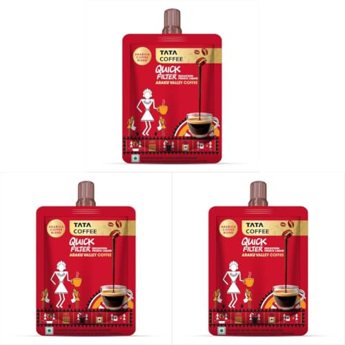 Image of Tata Coffee Quick Filter Decoction Liquid, Araku Valley Coffee, 100ml Pouch, Flavoured Instant Coffee Chicory Decoction, Liquid Filter Coffee, Easy to Make (Pack of 3)