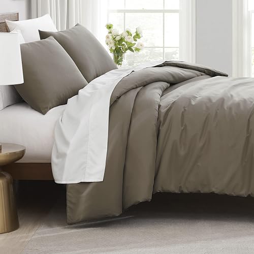 Southshore Fine Living, Inc. Oversized King/California King Duvet Cover Set Soft Premium Bedding with Zipper Closure Includes 1 Duvet Cover and 2 Pillow Shams, Machine Washable, Dark Taupe