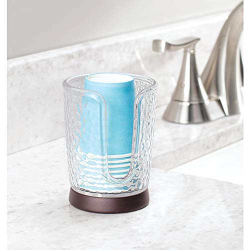 Idesign Rain Disposable Paper And Plastic Cup Dispenser Holder For Master, Guest, Kids' Bathroom Vanity And Countertops, 3.10" X 3.10" X 4", Clear And Bronze #TOP5