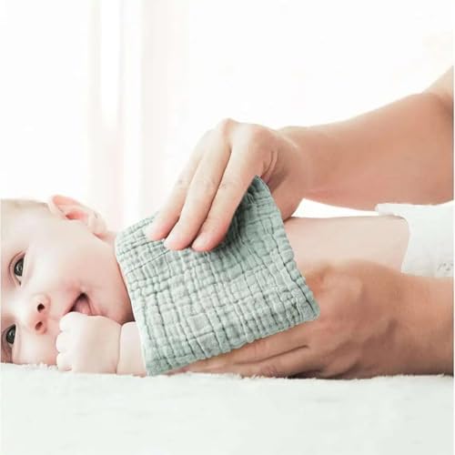 Image of Premium Muslin Baby Burp Cloths - Ultra Soft & Absorbent, 6 Layers for Newborns & Infants - Pack of 5 /10 - Baby Essentials for Baby Feeding (Dark Plain Multicolor, Pack of 10)