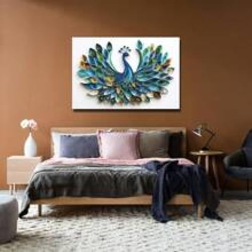 Impression toile paon bleu affiche décoration murale 60x80 - 2