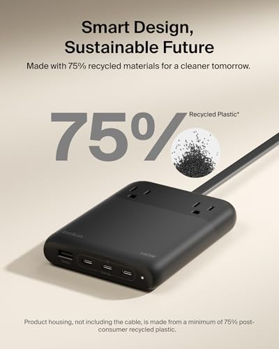 Belkin Charging Station Power Strip 3 USB-C Charger 2 AC 1 USB-A 140W GaN - image 7