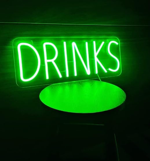 SG PRINT DRINKS Neon Sign for Home Bar Gather Welcome Birthday Party Backdrop Wall Decor LED Light Kitchen Dining Cabinet Window Bedroom Pub Man Cave Green Wall-image-15