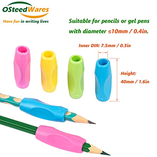 Osteed Ergonomic Silicone Pencil Grips 40 Pcs For Kids And Adults Handwriting, 8 Colors Gel Pen Grips With 3 Concaves #TOP1