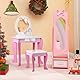 FANTASK Kinder Schmuckschrank, 2 in 1 Spiegelschrank neigbar mit Ganzkörperspiegel, Schublade & Aufbewahrunskorb, Schmuckständer Schminkspiegel Einhorn, 31,5 x 30 x 115 cm (Rosa)