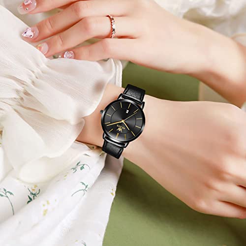 OLEVS Women Watches Ultra Thin 6.5mm Minimalist Dress Fashion Leather Strap Quartz Waterproof Casual Women Wrist Watch