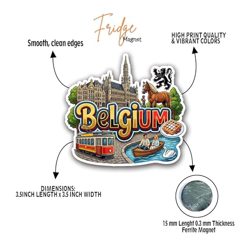 Image of Fridge Magnet | Premium Engineered Wood Laser Cut Multicolour Travel Decor | Landmark Design Refrigerator Magnet - Belgium