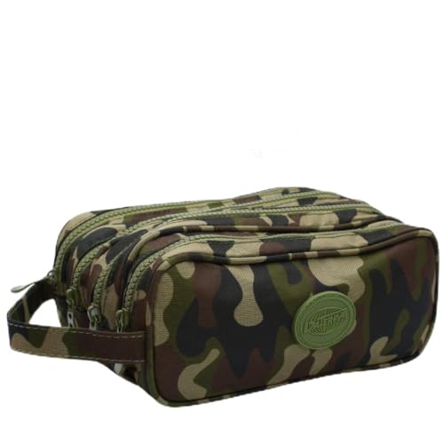 Estojo Escolar Camuflado 4 Divisórias Reforçado + Alça + Zíper Ferro 4 Modelos (ESCOLHA O SEU) (VERDE ESCURO MILITAR CAMUFLADO)