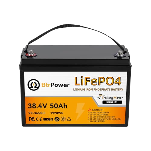 Image of 36V 50Ah LiFePO4 Lithium B attery, Built-in 50A Smart BMS | Low-Temp Cutoff Protection,1280Wh for Trolling Motor, Marine, Camping and Home Storage