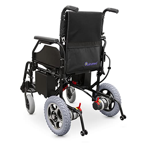 QUIRUMED Zusammenklappbarer Elektrorollstuhl Easy Plus, Stahl, Autonomie 20 km, elektromagnetische Bremse, Höchstgeschwindigkeit 7 km/h, für ältere Menschen, für Behinderte