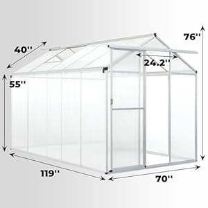 6x10ftgreenhouseforoutdoorspolycarbonategardenbackyardgreenhousewithadjustableroofventaluminumlargewalkingreenhousesilver Urban Country Home Decor 6 x 10 ft greenhouse for outdoors polycarbonate garden backyard greenhouse with adjustable roof vent aluminum large walk in greenhouse silver urban country home decor
