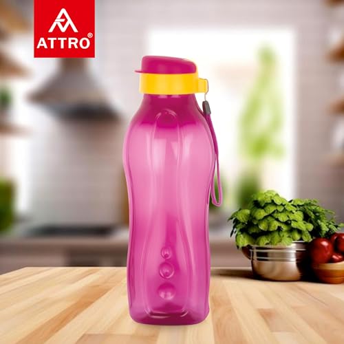 Image of ATTRO Prime Drinkware Plastic Water Bottle,Leak-Proof-Set of 3-Dark Pink-1.5L