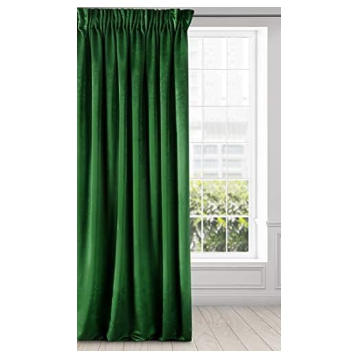 Eurofirany Gardin sammet sammet skimrande gardin veckband mjukt sovrum vardagsrum lounge ädel, mörkgrön, 140 x 270 cm