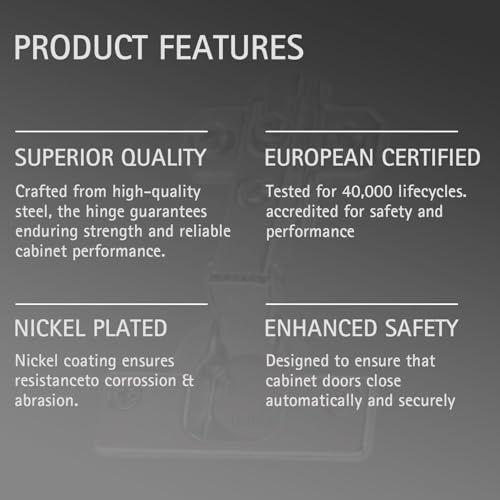 Image of Hettich Slide On Hinge 0K with Mounting Plate Cabinet Hinges | Cabinet Hinges | Full Overlay | Nickel Plated Finish | 95 Opening | 14-25mm Thick Panel | Pack of 5 (10 Hinge)