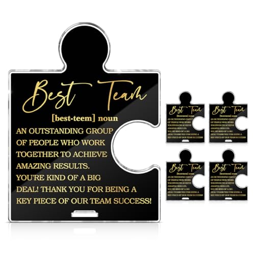 4Pcs Best Team Ever Gifts Employee Appreciation Day Gifts Thank You Gift for Coworkers Colleagues Staffs Unique Team Puzzle Piece Office Desk Decor Bulk