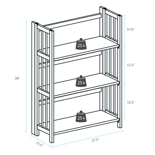 Casual Home 3-Shelf Folding Stackable Bookcase (27.5" Wide)-Natural #TOP2