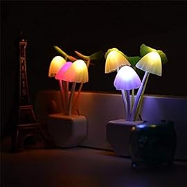 ZEZHOU Sensor Mushroom Night Light - 2 Pack Color Changing Plug-in Wall LED Mushroom Dream Bed Lamp for Kids Adults Stocking Stuffers Ideas Birthday Gift Cute Nightlight