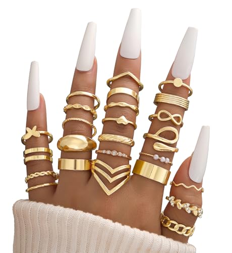 if you 25 pcs gold knuckle ring set for women chunky stackable finger midi rings silver simple stacking cute rings pack trendy stuff jewelry gift