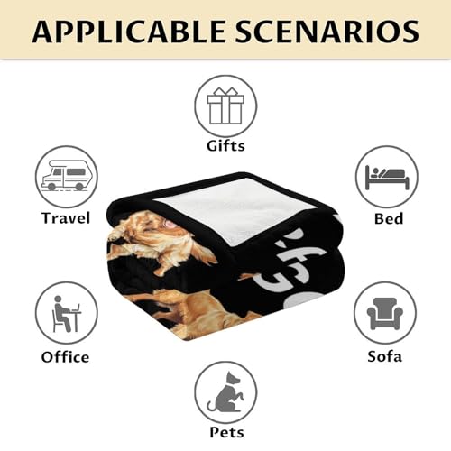 Golden Retriever Blanket - 60x80 Inches Size for Women, Men - Soft Fluffy Throw for Bed, Sofa, Winter - Black Funny Fuzzy Gifts