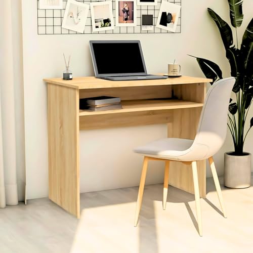 Image of MATTERHORN Engineered Wood Office Table, Work from Home Table with Shelf for Storage (DIY, 900 x 500 x 750 mm, MOOT0126-10002FebVar) (CaramelBeige)