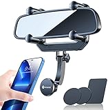 VICSEED Upgraded Magnetic Phone Mount for Car, [Big Rear Mirrors Friendly] Rear View Mirror Phone Ho