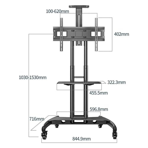 Soporte móvil para TV con bandeja doble y ruedas miniatura 4