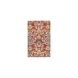SAFAVIEH Blossom Collection 2' x 3' Red / Multi BLM402Q Handmade Wool Entryway Living Room Foyer Bedroom Accent Rug