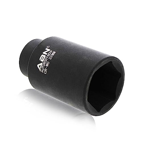 ABN Axle Nut Socket, 33mm, 1/2in Drive, 6 Point – Universal for All Vehicle 6pt Installation, Removal, Repair