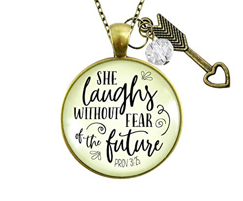 Gutsy Goodness Faith Necklace She Laughs Without Fear Inspirational Pendant Jewelry For Women 24