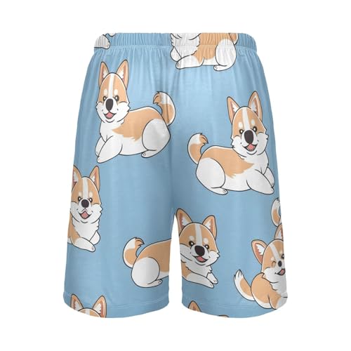 Pajama Shorts for Men, Men's Pajama Bottoms Sleepwear Cute Corgi2
