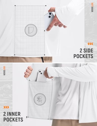 baleaf Men's UPF 50+ Full Zip Light Jacket Hooded Long Sleeve Cooling Shirt with Pocket Hiking Fishing Outdoor Performance4