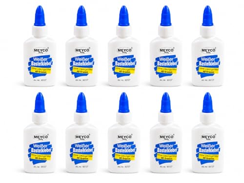 10er-Pack Bastelkleber à 40 Gramm / 10 kleine Handliche Flaschen/Ideal für Kinderhände/Großpackung für Kindergarten oder Zuhause/Lösungsmittelfrei/Weiß, Transparent Klebend 10er-Pack Bastelkleber à 40 Gramm / 10 kleine Handliche Flaschen/Ideal für Kinderhände/Großpackung für Kindergarten oder Zuhause/Lösungsmittelfrei/Weiß, Transparent Klebend