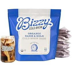 Bizzy Organic Cold Brew Coffee | Dark & Bold Blend | Coarse Ground Coffee | Dark Roast | Micro Sifted | Specialty Grade | 100% Arabica | Brew Bags | 12 Count | Makes 42 Cups