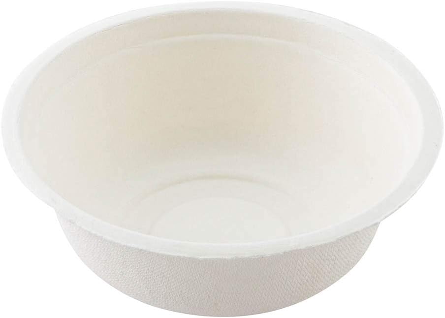 Restaurantware Pulp Tek 18 Ounce Bagasse Bowls 100 Grease Impervious Salad Bowls - Lids Sold Separately Microwavable White Bagasse Bowls Reinforced Rim Sturdy For Salads Or More